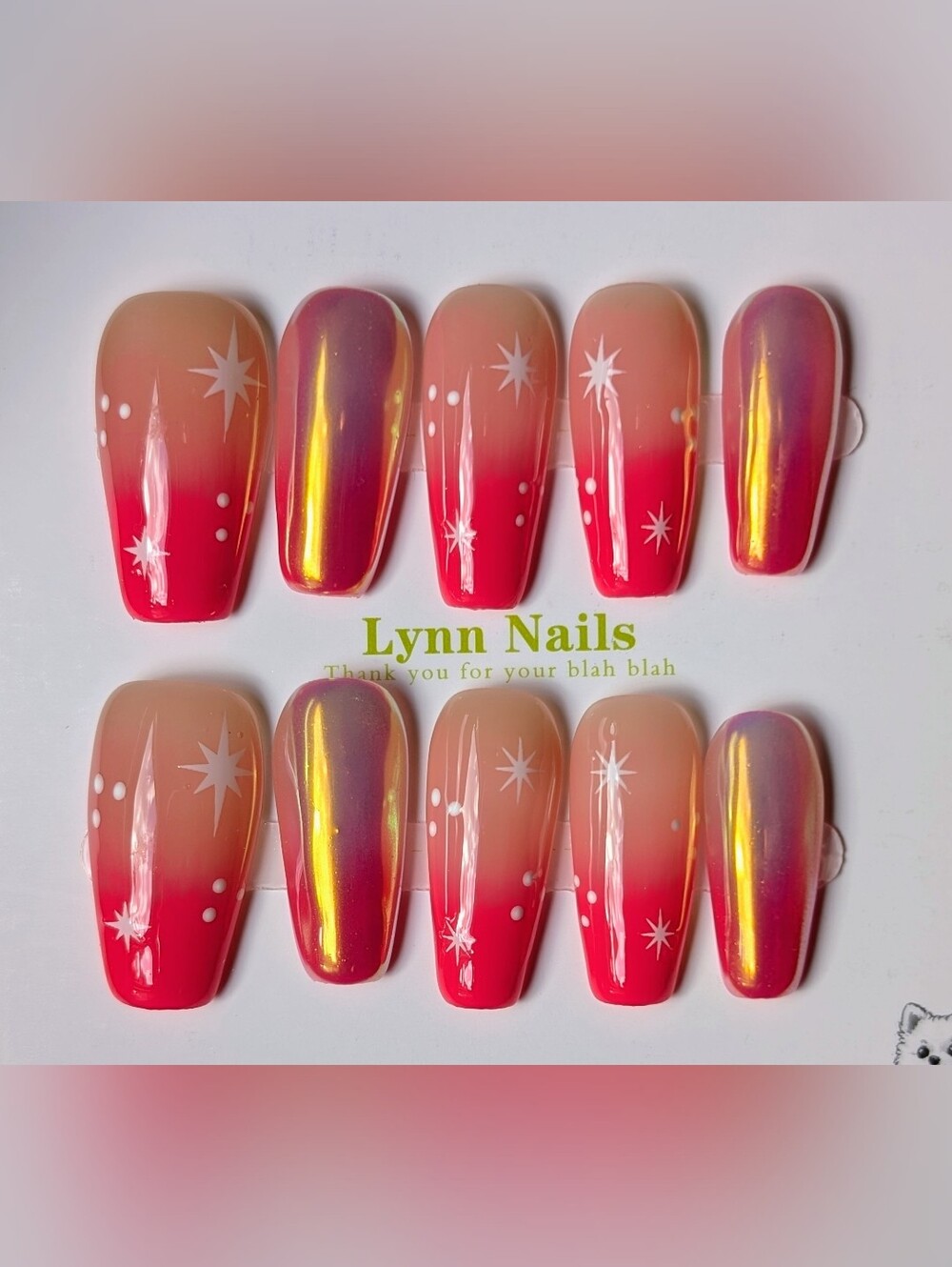 ❤️ 10pc Handmade Cat Eye Press-On Premium Nails Coffin Square Size: Medium